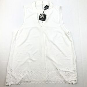 Bobeau Women's White Blouse W/ High Neck